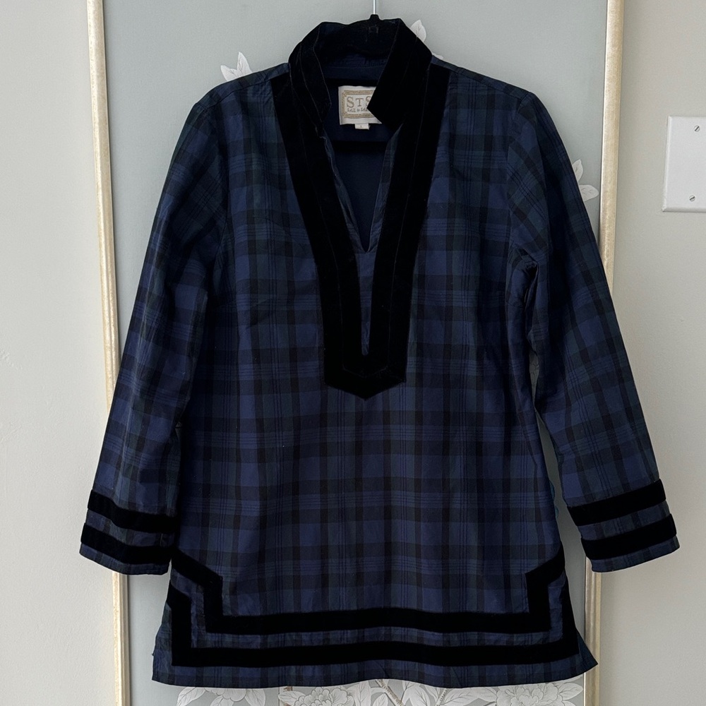Sail to Sable Tartan Plaid Tunic Velvet Trim